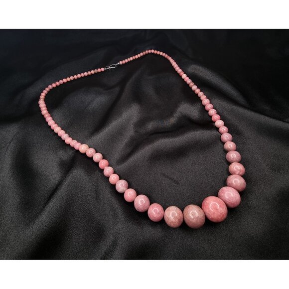 Jay King 925 Sterling Silver Rhodonite Long Beaded Necklace Handmade Jewelry - Picture 1 of 5